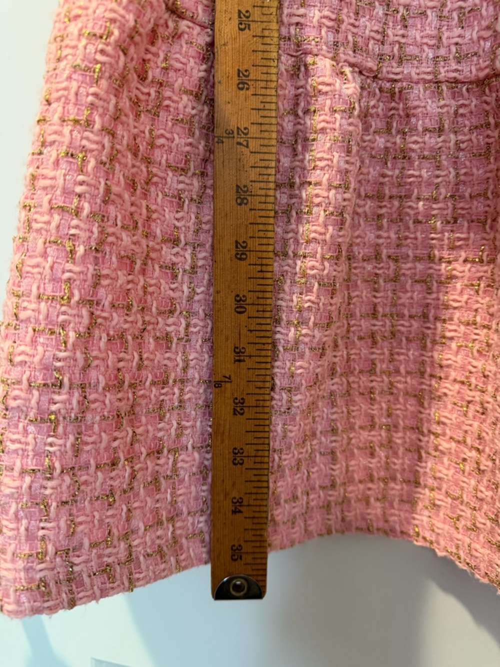 Simply Southern Pink Gold Tweed Tiered Women’s Dress with Puff Sleeves- Large - Picture 6 of 6